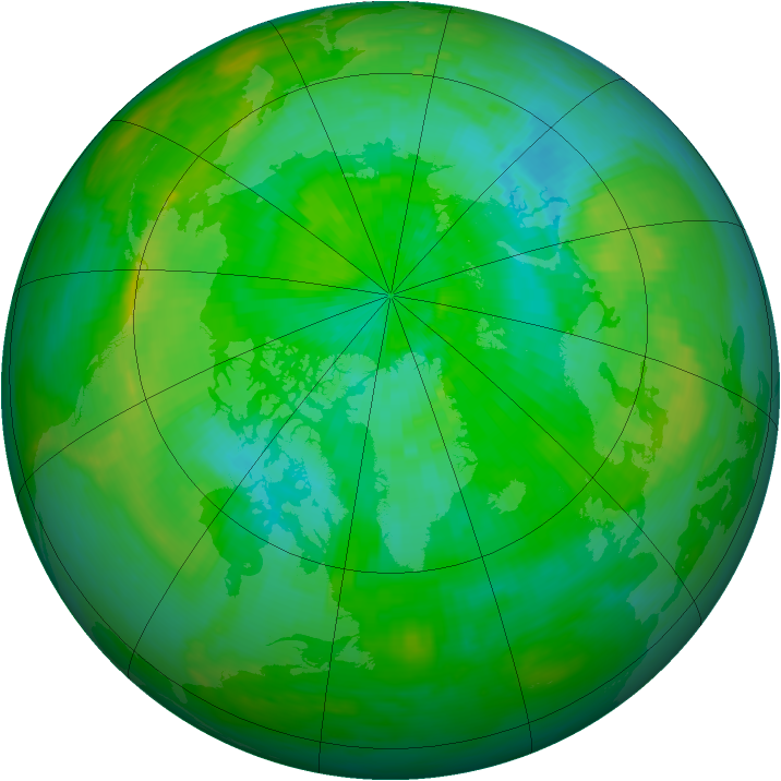 Arctic ozone map for 22 August 1980